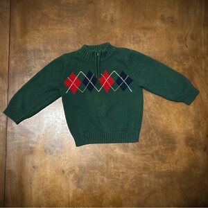 Sonoma Green Argyle Zip Sweater